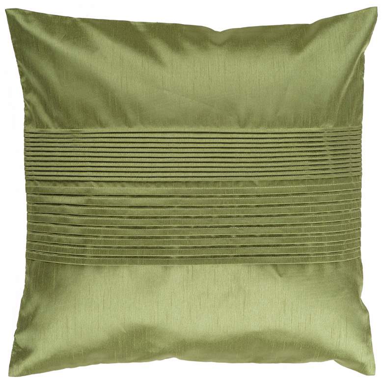 Image 1 Surya Center Pleated 18" Avocado Green Throw Pillow