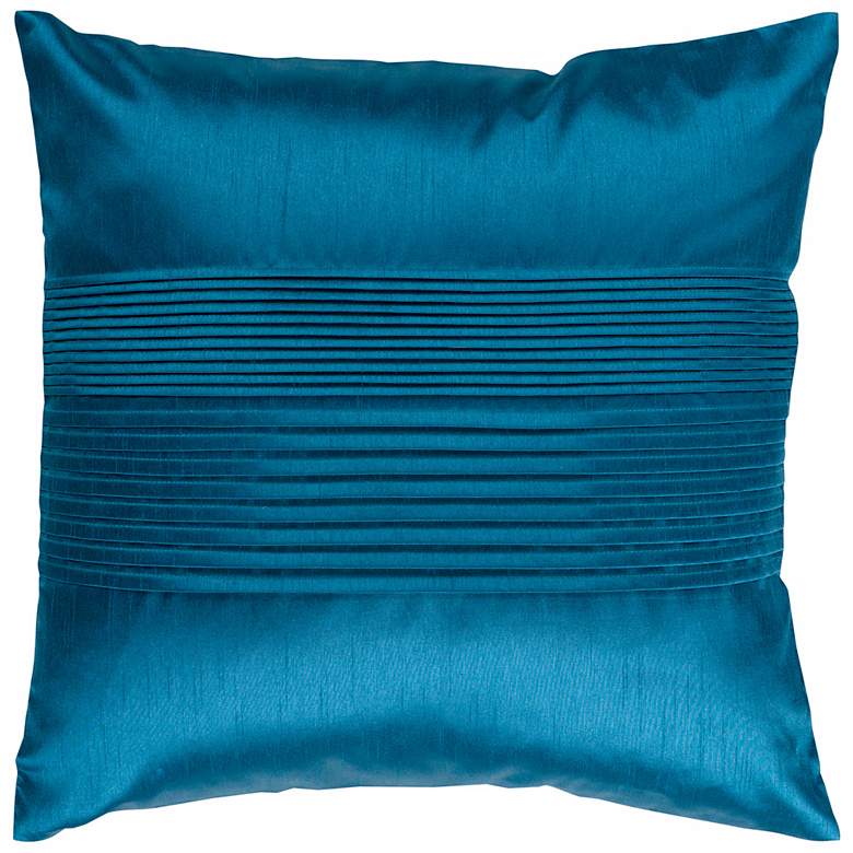 Image 1 Surya Center Pleated 18" Square Teal Throw Pillow