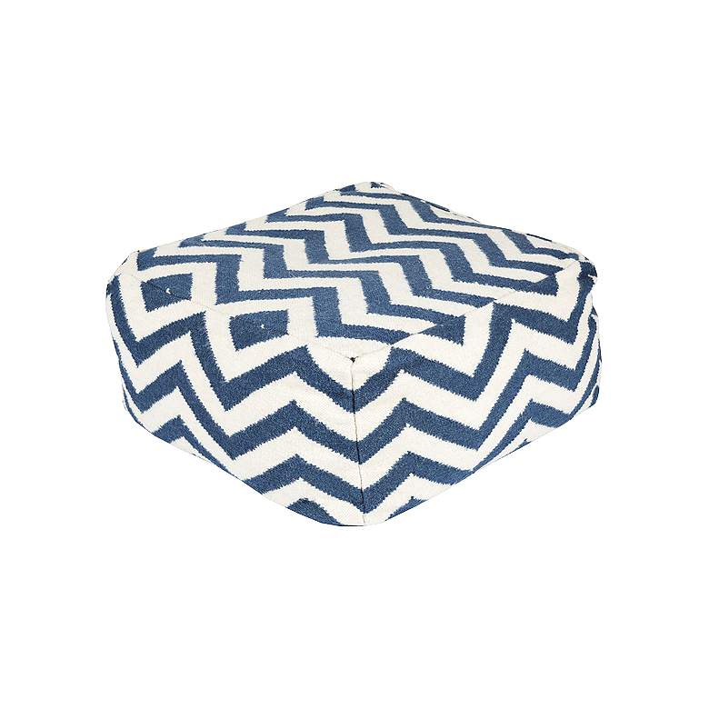 Image 1 Surya Chevron Snorkel Blue Wool Rectangular Pouf Ottoman