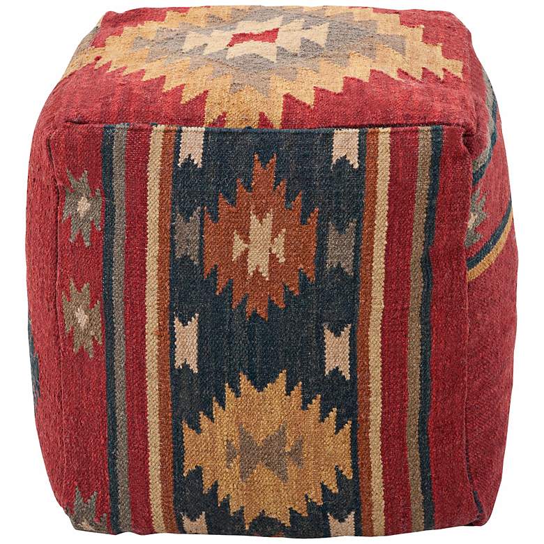 Image 1 Surya Cinnamon Spice Wool 18" Cube Ottoman Pouf