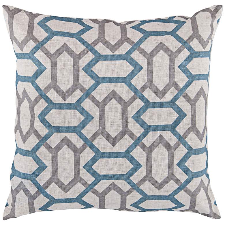 Image 1 Surya Connect the Diamonds Blue 18" Square Throw Pillow