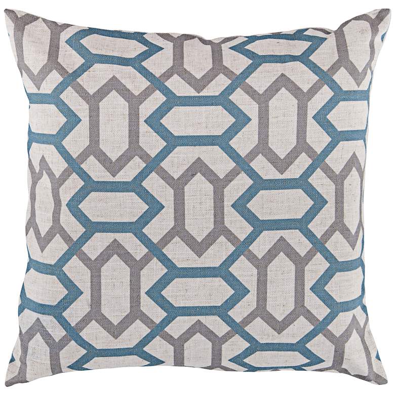 Image 1 Surya Connect the Diamonds Blue 18 inch Square Throw Pillow