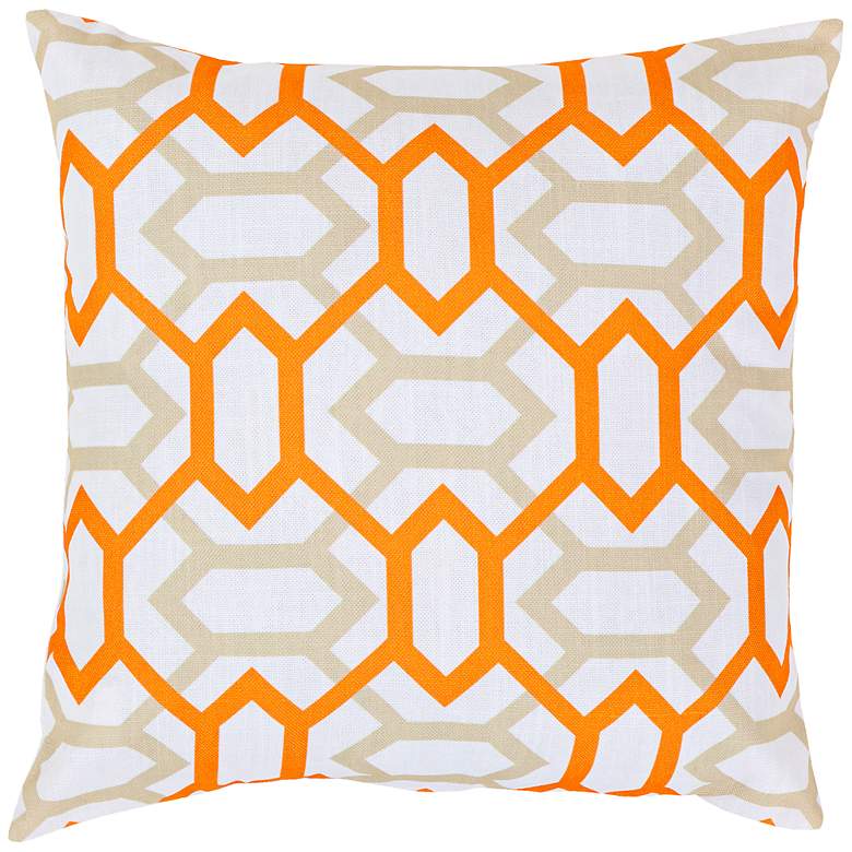 Image 1 Surya Connect the Diamonds Orange 18 inch Square Throw Pillow