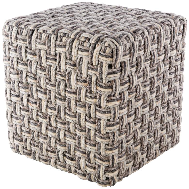 Image 1 Surya Cordoba Charcoal and Camel Basket Weave Pouf Ottoman