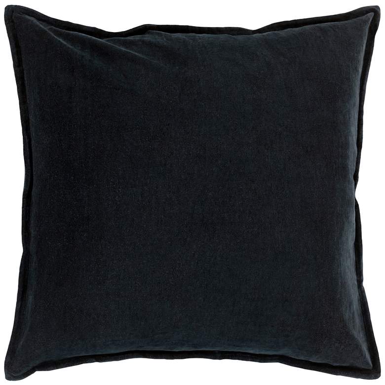 Surya Cotton Velvet Black 18&quot; Square Decorative Throw Pillow