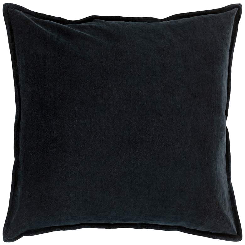 Image 1 Surya Cotton Velvet Black 18" Square Decorative Throw Pillow