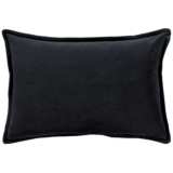 Surya Cotton Velvet Black 19&quot; x 13&quot; Decorative Throw Pillow