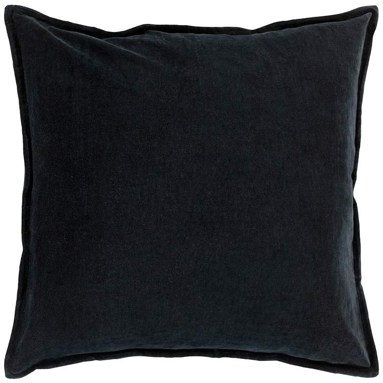 Image 1 Surya Cotton Velvet Black 22" Square Decorative Throw Pillow