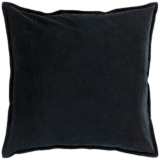 Surya Cotton Velvet Black 22&quot; Square Decorative Throw Pillow