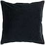 Surya Cotton Velvet Black 22" Square Decorative Throw Pillow
