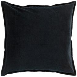 Surya Cotton Velvet Black 22&quot; Square Decorative Throw Pillow