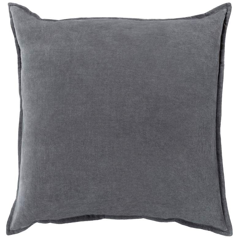 Image 1 Surya Cotton Velvet Charcoal 18 inch Square Decorative Pillow
