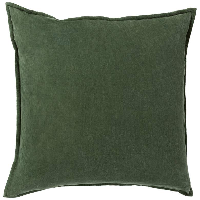 Image 1 Surya Cotton Velvet Dark Green 18" Square Decorative Pillow