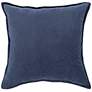 Surya Cotton Velvet Light Navy 20" Square Decorative Pillow