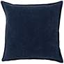 Surya Cotton Velvet Navy 18" Square Decorative Throw Pillow in scene