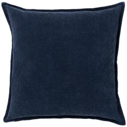 Surya Cotton Velvet Navy 20&quot; Square Decorative Throw Pillow