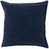 Surya Cotton Velvet Navy 22&quot; Square Decorative Throw Pillow