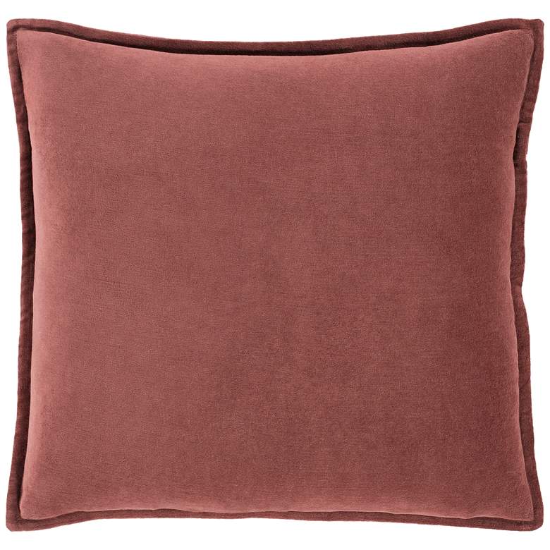 Image 1 Surya Cotton Velvet Rust 18 inch Square Decorative Throw Pillow