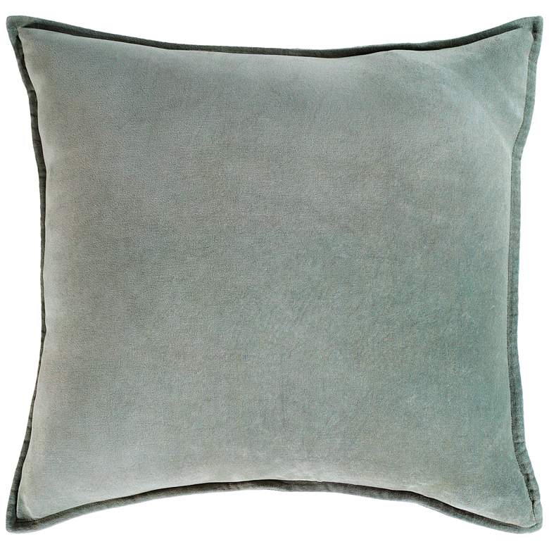 Image 1 Surya Cotton Velvet Sea Foam 18" Square Decorative Pillow