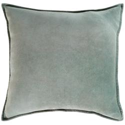Surya Cotton Velvet Sea Foam 18&quot; Square Decorative Pillow