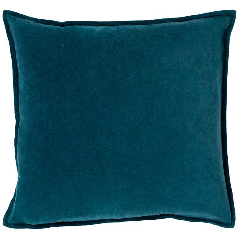 Image 1 Surya Cotton Velvet Teal 18" Square Decorative Throw Pillow