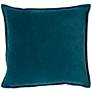 Surya Cotton Velvet Teal 18" Square Decorative Throw Pillow