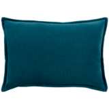 Surya Cotton Velvet Teal 19&quot; x 13&quot; Decorative Throw Pillow