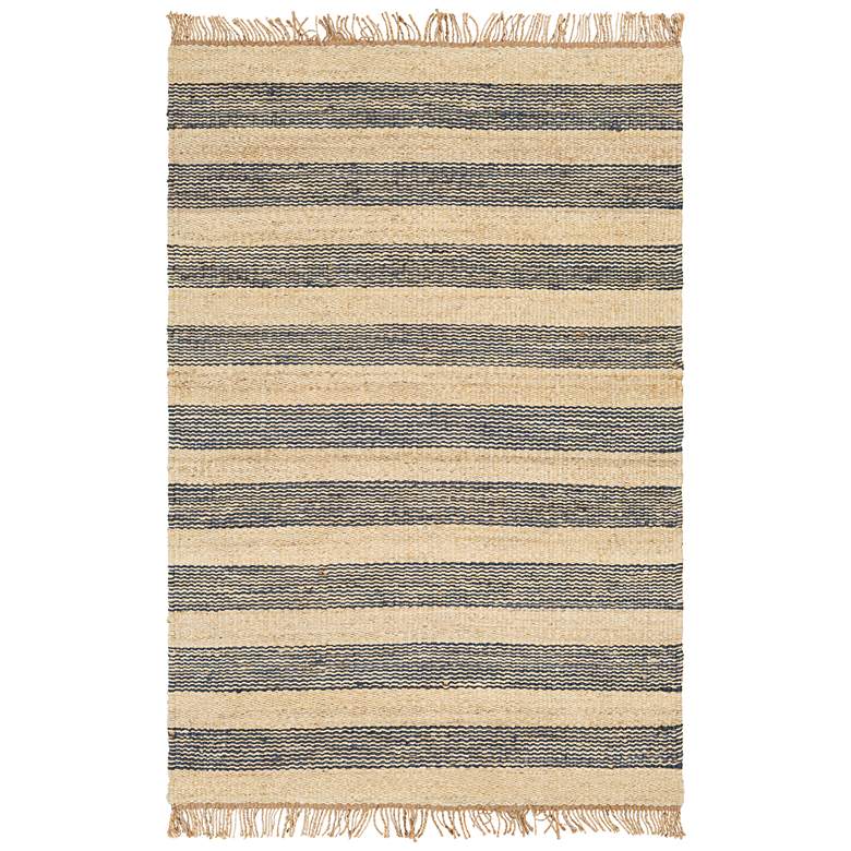 Image 2 Surya Davidson Navy and Cream 5&#39;x7&#39;6 inch Jute Area Rug