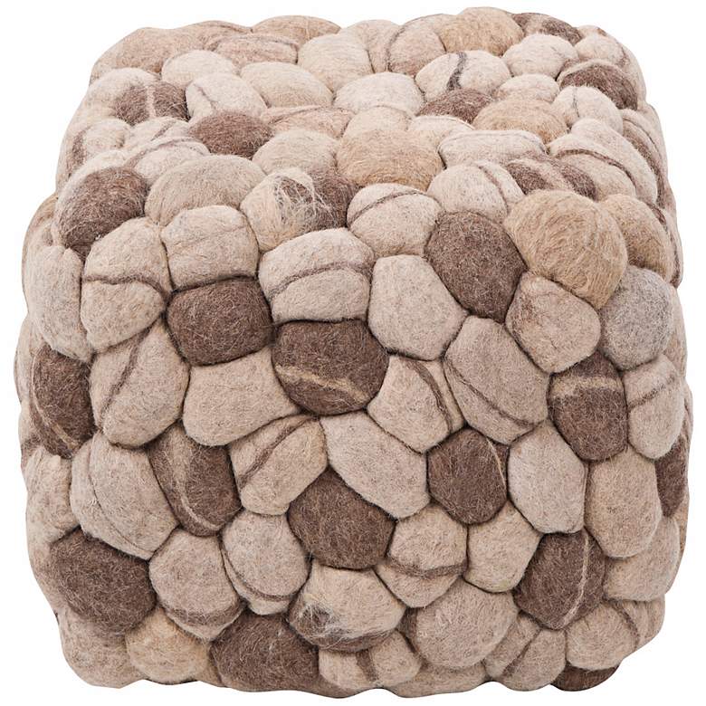 Image 1 Surya Desert Sand Wool 18" Cube Ottoman Pouf