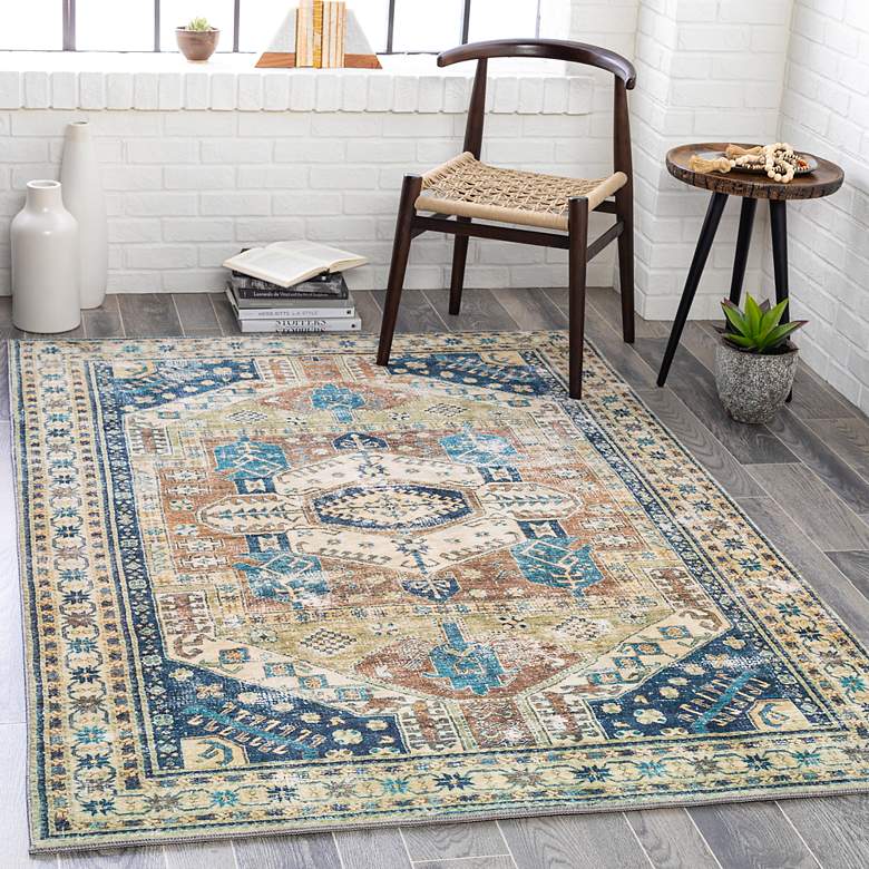 Image 1 Surya Erin ERN-2303 5'x7'6" Navy and Beige Area Rug