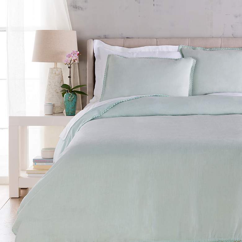 Image 1 Surya Evelyn Blue Linen Full/Queen Duvet Set