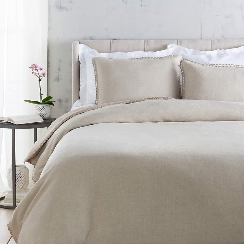 Image 1 Surya Evelyn Neutral Linen Full/Queen Duvet Set