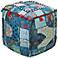 Surya Exotic Patchwork Brittany Blue Teal Pouf Ottoman