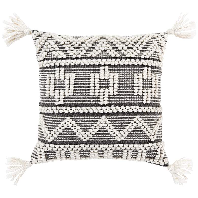 Image 2 Surya Faroe Black and Ivory 18 inch Square Decorative Pillow