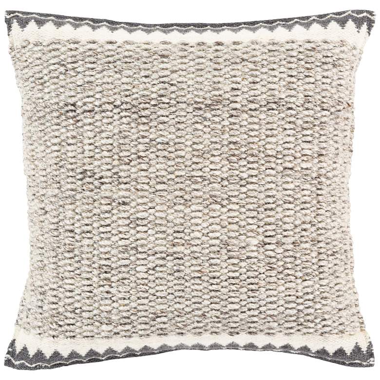 Image 1 Surya Faroe Cream Charcoal 18" Square Decorative Pillow