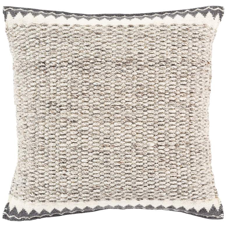 Image 1 Surya Faroe Cream Charcoal 18 inch Square Decorative Pillow