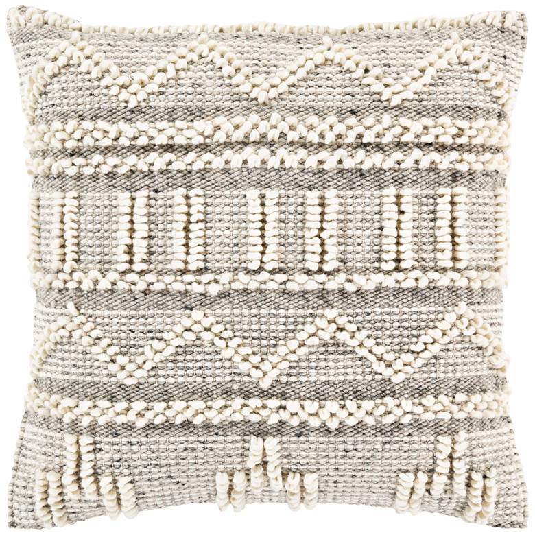 Image 2 Surya Faroe Khaki and Black 18" Square Decorative Pillow