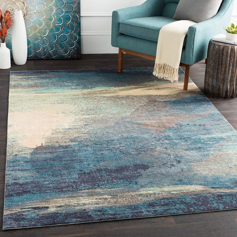 Image 2 Surya Felicity FCT-8000 5&#39;x8&#39; Blue and Khaki Area Rug