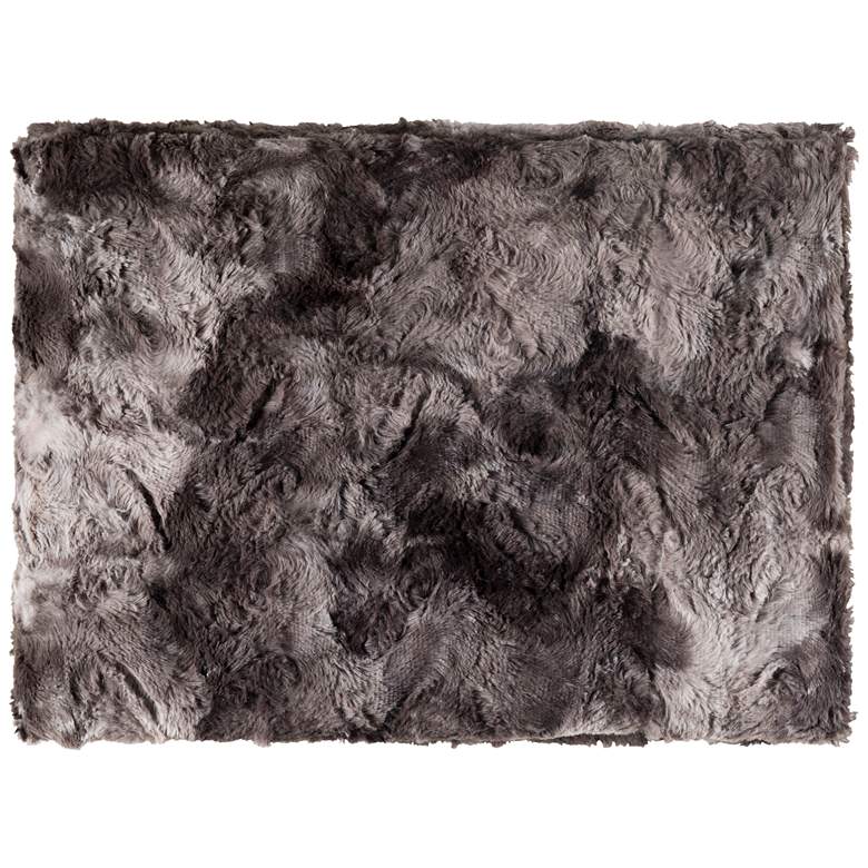 Image 1 Surya Felina Charcoal Faux Fur Decorative Throw Blanket