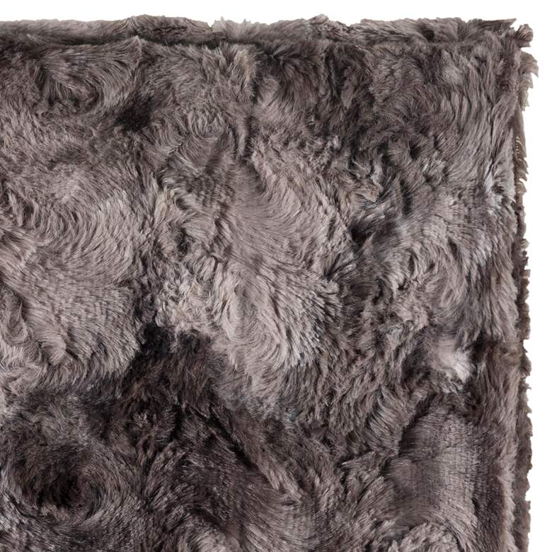 Image 2 Surya Felina Charcoal Faux Fur Decorative Throw Blanket more views