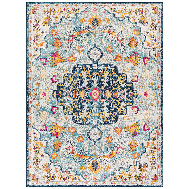 Image 1 Surya Floransa FSA-2314 5'3"x7'1" Blue and Orange Area Ru