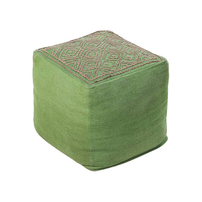 Image 1 Surya Forest Green Square Pouf Ottoman