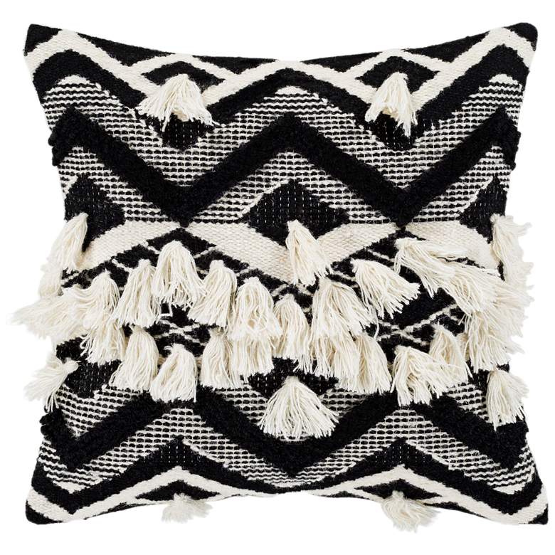 Image 1 Surya Gaza Beige Black Cream 20 inch Square Decorative Pillow