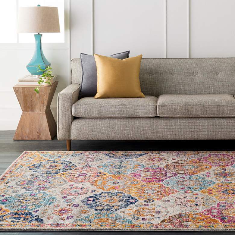Image 1 Surya Harput HAP-1018 5'x8' Saffron and Dark Blue Area Rug