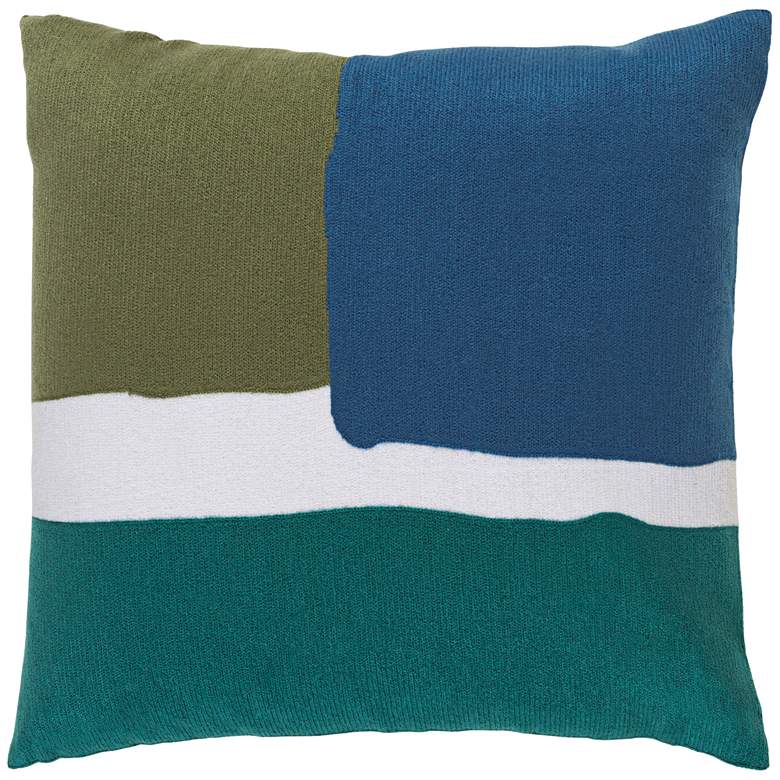 Image 1 Surya Harvey Green and Blue 18 inch Square Throw Pillow