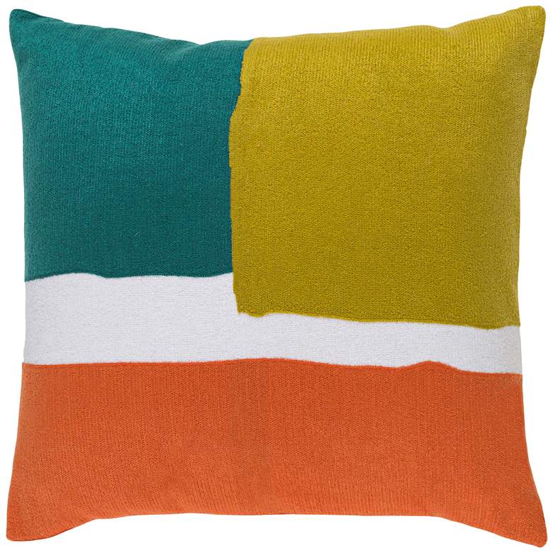 Image 1 Surya Harvey Green and Orange 20 inch Square Throw Pillow