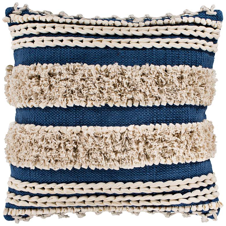 Image 1 Surya Helena Navy Cream Cotton 18" Square Decorative Pillow