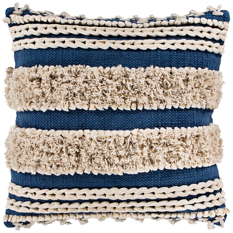 Image 1 Surya Helena Navy Cream Cotton 22" Square Decorative Pillow