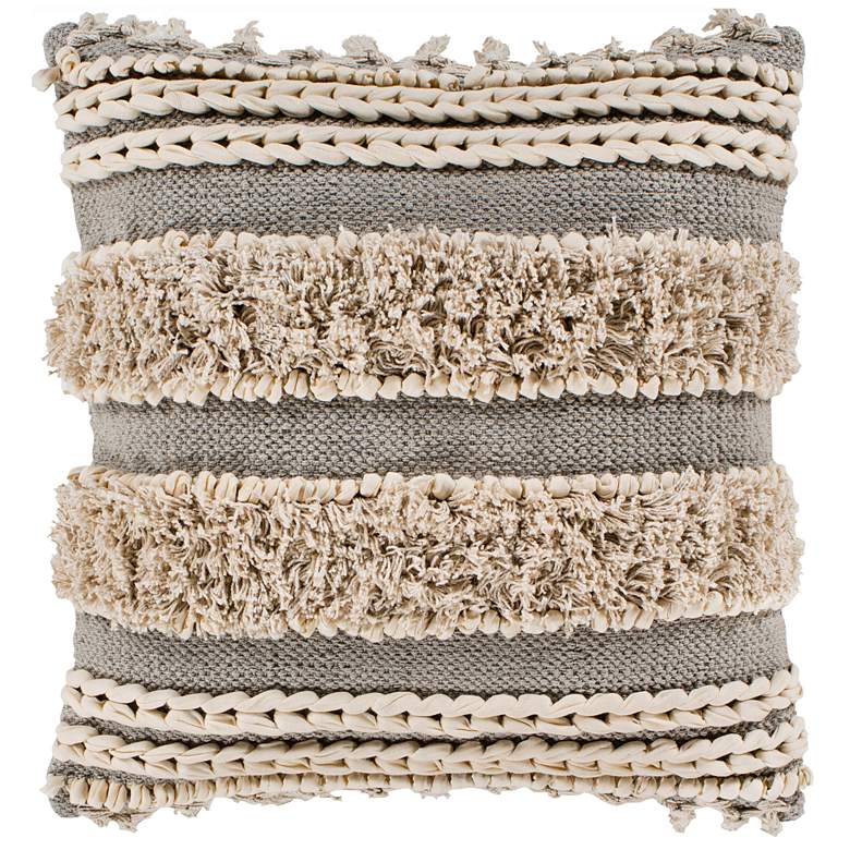 Image 1 Surya Helena Taupe Cream Cotton 20" Square Decorative Pillow