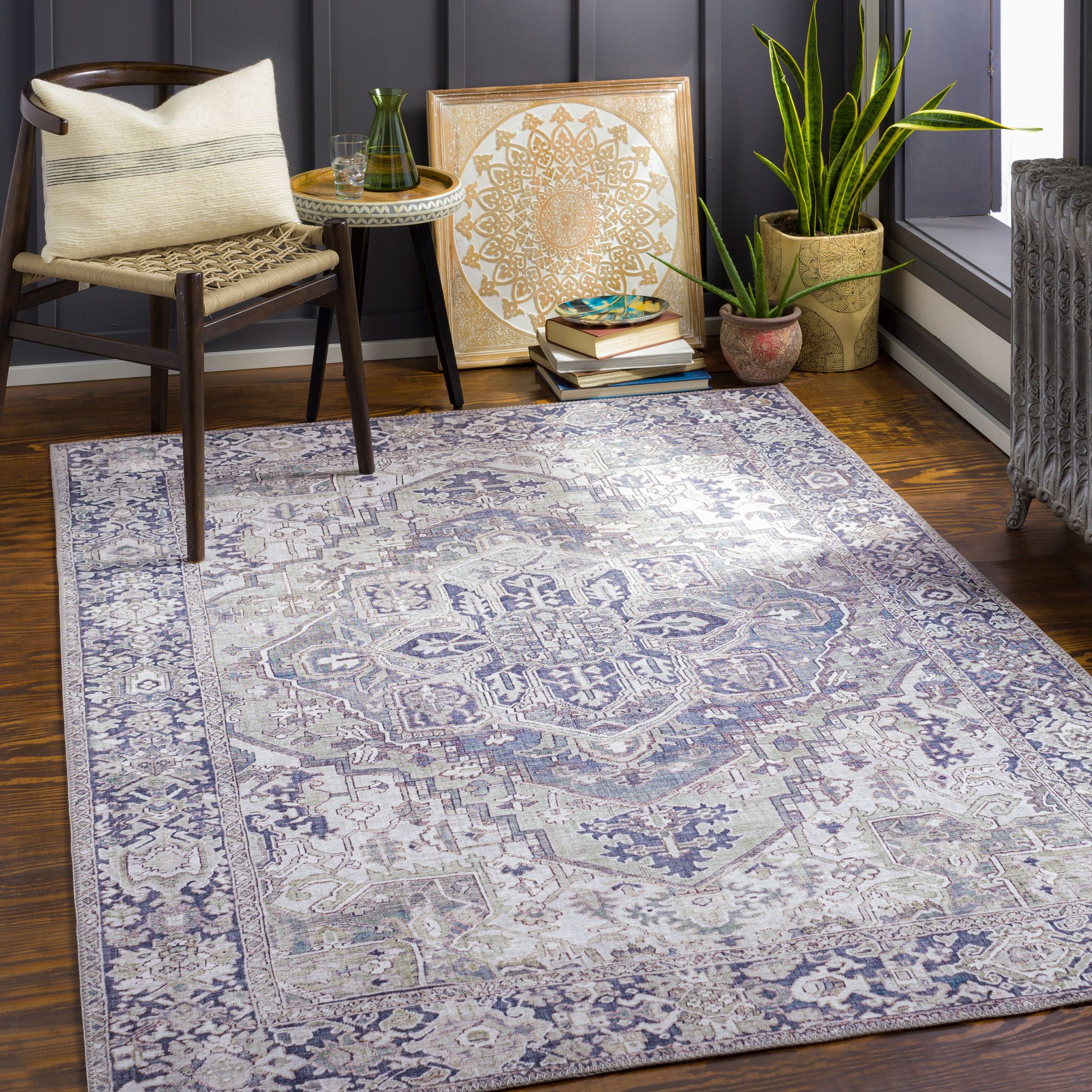 Thumbnail1 of Surya Iris IRS-2359 7'6"x9'6" Charcoal and Cream Area Rug